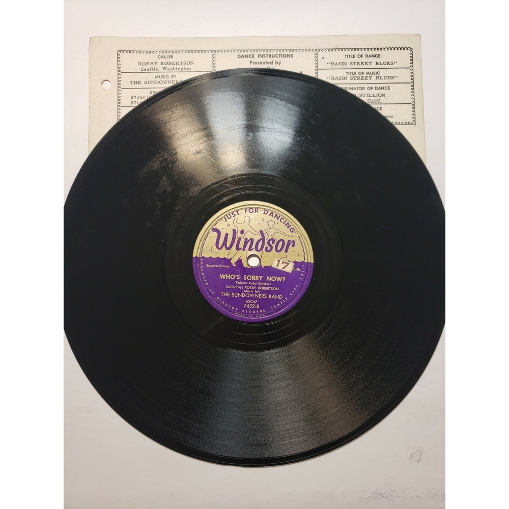 The Sundowners Band - 78 10" Basin‎ Street Blues / Square Dance W/ Call Sheet V+